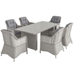 Outsunny Seven-Piece Rattan Dining Set - Mixed Grey