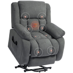 HOMCOM Poltrona Alzapersona Massaggiante e Reclinabile con 2 Tasche e Telecomando, 93x104x105 cm, Grigio