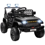 AIYAPLAY Coche Eléctrico para Niños con Batería 12V Mando a Distancia Velocidad Ajustable USB Faros Bocina Negro