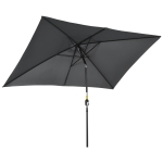 Outsunny 3x2m Garden Parasol Umbrella with Aluminium Pole, Tilt and Crank, Rectangular Outdoor Table Parasol Sun Shade for Patio, Black