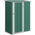 Outsunny 5ft x 3ft Garden Storage Shed, Galvanised Outdoor Metal Shed Waterproof with Sloped Roof, Lockable Door for Patio Tools, Equipment, Green
