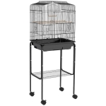 PawHut Bird Cage Budgie Cages for Finch Canary Parakeet with Stand Wheels Slide-out Tray Accessories Storage Shelf, Black