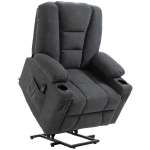 HOMCOM Oversized Riser and Recliner Chair for the Elderly, Fabric Upholstered Lift Chair for Living Room with Remote Control, Side Pockets, Cup Holder, Charcoal Grey