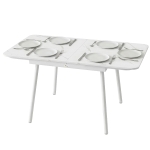 Outsunny Table de Jardin Rectangulaire pour 4-6 Personnes, Plateau en WPC et Cadre en Métal, Pieds Réglables, 140x80x75cm, Blanc