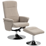 HOMCOM Swivel Recliner Chair with Footstool, Velvet Recliner Armchair with Ottoman, Steel Base, Upholstered Reclining Chair for Living Room, Bedroom, Office, Beige