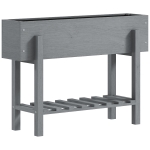 Outsunny Wooden Two-Tier Raised Planter - Grey