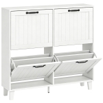 HOMCOM Mueble para Zapatos 4 Cajones Abatibles Ahorraespacio con Estantes Regulables Blanco
