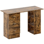 HOMCOM Computer Desk with Drawers, Home Office Desk, Writing Table, PC Workstation with 3 Storage Shelves for Working, Study, 120 x 49 x 72 cm, Rustic Brown