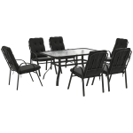 Outsunny Seven-Piece Garden Dining Set with Cushions - Black
