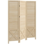 HOMCOM Paravan interior din lemn 3 panouri separator de cameră pliabil panou perforat 114 x 1,7 x 144,5 cm lemn natural