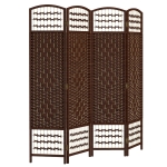 HOMCOM Biombo interior em madeira separador de ambientes divisória dobrável 4 painéis 160 x 170 cm castanho