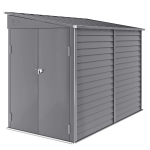 Outsunny 5 x 9ft Galvanised Metal Garden Shed with Foundation Kit, Outdoor Lean-to Shed, Tool Storage House for Garden, Grey
