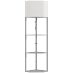 HOMCOM Corner Floor Lamp with Shelves, Tall Standing Lamps for Living Room, with Pull Chain Switch Bulb not Included, Grey