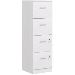 HOMCOM Four-Drawer Lockable Filing Cabinet - White Wood Effect