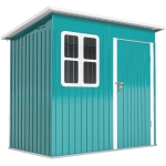 Outsunny 7 x 4ft Galvanised Steel Garden Shed, with Lock and Gloves - Green