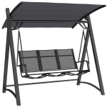 Outsunny 3 Seater Swing Chair, Garden Swing Bench with Adjustable Tilting Canopy, Breathable Mesh Seat 360 kg Capacity, Grey
