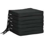 Outsunny Set of 6 Chair Cushion Seat Pads Dining Chair w/ Straps Indoor Outdoor Removable Tie On Garden Patio, Black