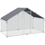 PawHut Galvanised Walk In Chicken Coop Hen House w/ Water-Resist Cover, 3 x 1.7 x 1.9m