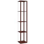 HOMCOM RGB LED Floor Lamp with Shelves, Modern Dimmable Standing Lamp with Remote Control, Adjustable Brightness & Speed for Living Room, Bedroom, Office, Brown