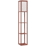 HOMCOM Three-Shelf Standing Lamp - Brown/White