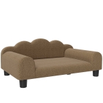 PawHut Elevated Dog Sofa Bed, Breathable Pet Sofa with Backrest and Armrest for Small Dogs, Brown
