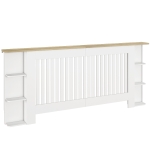 HOMCOM Radiator Cover with Open Storage Shelves, Vertical Slatted Cabinet Shelf Heater Cover for Living Room, Hallway, Extra Large, White