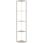 HOMCOM RGB LED Floor Lamp with Shelves, 5-Tier Dimmable Standing Lamp with Adjustable Brightness and Remote Control, Modern Corner Display Shelf Unit for Living Room Bedroom Office, Oak