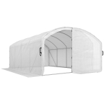 Outsunny Polytunnel Greenhouse Walk-in Grow House with UV-resistant PE Cover, Door, Galvanised Steel Frame, 4 x 3 x 2m, White