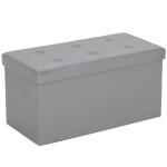 HOMCOM Storage Ottoman Bench, 89L PU Leather Folding Foot Rest Stool, End of Bed Bench, Easy Assembly, for Living Room, Bedroom, Entryway, Grey