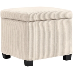 HOMCOM Storage Ottoman Bench, Corduroy Storage Chest Box with Wooden Legs, 40cm Bed End Bench for Living Room, Bedroom, Entryway, Beige