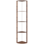 HOMCOM RGB LED Floor Lamp with Shelves, 5-Tier Dimmable Standing Lamp with Adjustable Brightness and Remote Control, Modern Corner Display Shelf Unit for Living Room Bedroom Office, Rustic Brown