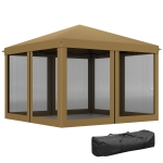 Outsunny 3 x 3 m Pop Up Gazebo, 420D Garden Tent Canopy with Removable Mesh Sidewall Netting, Carry Bag for Garden Patio Outdoor, Khaki