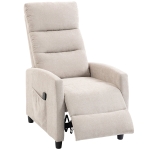 HOMCOM Fauteuil de massage inclinable fauteuil de relaxation en chenille avec repose-pieds poche latérale télécommande crème