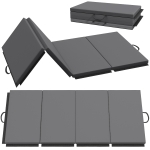HOMCOM Tapis de gymnastique yoga pilates fitness pliable en 4 avec poignées revêtement synthétique 180 x 80 x 5 cm gris