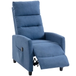 HOMCOM Fauteuil massant inclinable manuel 160° en chenille avec repose-pieds, télécommande, poches, Bleu foncé