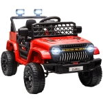 AIYAPLAY Coche Eléctrico para Niños con Batería 12V Mando a Distancia Velocidad Ajustable USB Faros Bocina Rojo