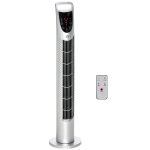 HOMCOM Ventilador de Torre Ventilador Vertical 40W con Mando a Distancia 3 Velocidades Temporizador 7,5h Ø18x78,5 cm Plata