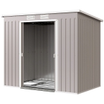 Outsunny Abrigo de Jardim 213x130x172 cm Abrigo de Exterior de Aço Galvanizado com Porta Corredeira para Armazenamento Cinza Claro