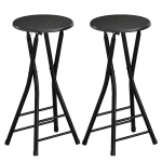 HOMCOM Conjunto de 2 Banquetas de Bar Dobráveis, Bancos de Bar Redondos com Duplo Apoio para Pés, Estrutura em Aço, Preto
