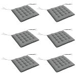 Outsunny Conjunto de 6 Almofadas para Cadeiras de Jantar 40x40 cm 6 Unidades Almofadas para Cadeiras de Jardim Acolchoadas com Fitas Cinzento