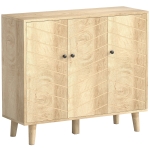 HOMCOM Buffet Cucina, Mobile Contenitore con 3 Ante a Motivo Chevron e Piedi in Legno di Pino, 88,3x30x76 cm, Legno Naturale