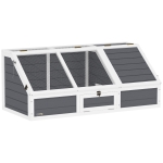 PawHut Casa para Tortugas de Madera sin Base con Tapas Abatible Puerta Frontal Abrible y Pestillos 120x55x50 cm Gris Claro