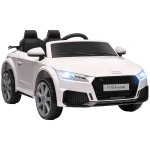 HOMCOM Coche Eléctrico para Niños de 3+ Años Audi TT Eléctrico 12V con Velocidad 3 km/h Mando a Distancia 102x60x44 cm Blanco