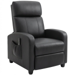 HOMCOM Relaxsessel Fernsehsessel mit Vibrationsmassage, Massagesessel mit Liegefunktion, 2 Massagepunkte, TV Sessel mit Fernbedienung, Seitentasche, Kunstleder für Wohnzimmer, Schwarz