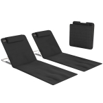 Outsunny Lot de 2 Tapis de Plage rembourré - Matelas de Plage - nattes de Plage - Dossier inclinable Multi-Positions - Sac Transport Inclus - métal Polyester PE Noir