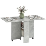 HOMCOM Table pliante de cuisine salle à manger amovible sur roulettes 75L x 140l x 74H cm 2 étagères intégrées en bois