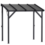 Outsunny Carpa Barbacoa 2,5x1,5 m con Techo de Policarbonato Diseño Adosado Estructura de Metal y Aluminio para Exterior Gris
