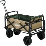 Outsunny Bollerwagen, faltbar, 110 L, bis 100 kg, Teleskopgriff, Stahlrahmen, 94 x 57 x 77-100 cm, Khaki