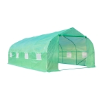 Outsunny Estufa Tipo Túnel de Jardim 600x300x200cm para Cultivo de Plantas Verduras com 8 Janelas e Porta Enroláveis com Zíper Aço Verde
