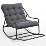 Fauteuil à bascule d'extérieur avec coussin de confort, pour salon, chambre, coin lecture, 75x116x82 cm, Gris